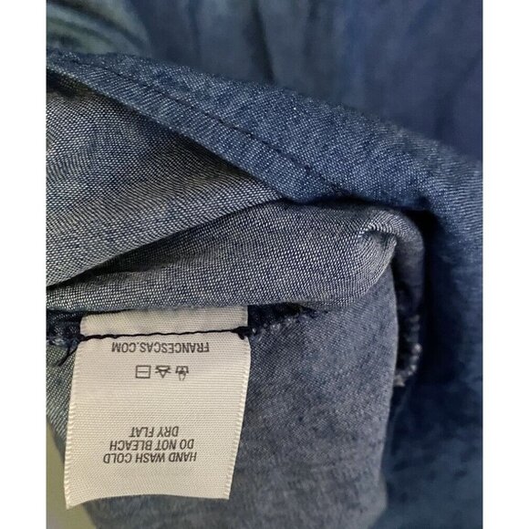 Francescas Dress Blue Rain Blue Chambray Embroidered Tunic Dress Size Medium - Picture 9 of 9